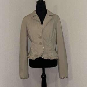 Vintage Y2K Tommy Jeans Blazer Jacket Women's XL Khakhi Stretch Button Front ‘05